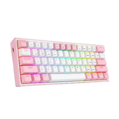 Picture of Redragon Fizz Pro K616 Tri Mode RGB Hot Swap (Red Switch) White Pink Mechanical Gaming Keyboard