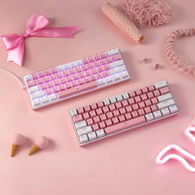 Picture of Redragon Fizz Pro K616 Tri Mode RGB Hot Swap (Red Switch) White Pink Mechanical Gaming Keyboard