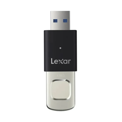 Picture of Lexar JumpDrive Fingerprint F35 Pro 128GB USB 3.2 Gen 1 Black & Silver Pen Drive #LJDF35P128G-RNBNG