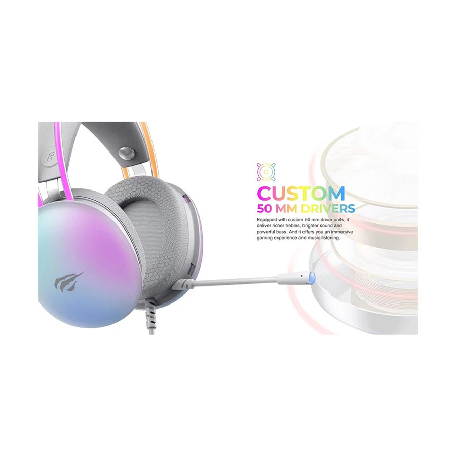 Picture of Havit Gamenote H2037d RGB Wired White Gaming Headphone