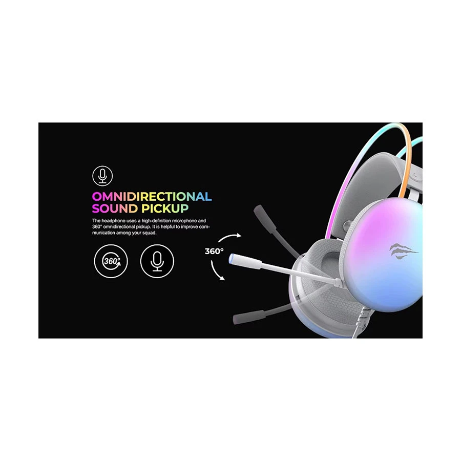 Picture of Havit Gamenote H2037d RGB Wired White Gaming Headphone