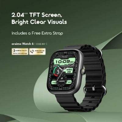 Picture of Oraimo Watch 6 Smart Watch OSW-807 with 2.04 Inch Display and Zinc Alloy Body Frame