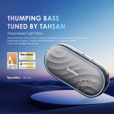 Picture of oraimo SpaceBox 8W FM Wireless Speaker Oraimo Wireless Speaker ( OBS-382 ) Oraimo SpaceBox RGB Space Grey Portable Bluetooth Speaker #OBS-382