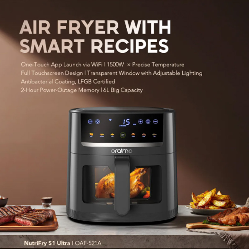 Picture of Oraimo NutriFry S1 Ultra 1500W 6L Air fryer ( OAF-521A )- GRAPHITBLACK | Order for Free Delivery