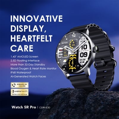 Picture of Oraimo Watch 5R Pro OSW-830 Black AMOLED Bluetooth Calling Smart Watch