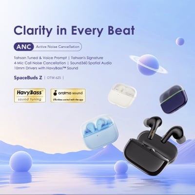 Picture of Oraimo SpaceBuds Z ANC Light Gold TWS Bluetooth Earbuds #OTW-625