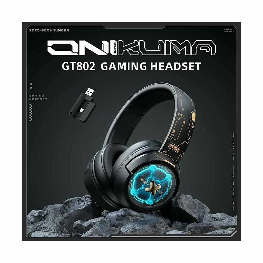 Picture of ONIKUMA GT802 RGB Tri-Mode Bluetooth Black Stereo Gaming Headphone