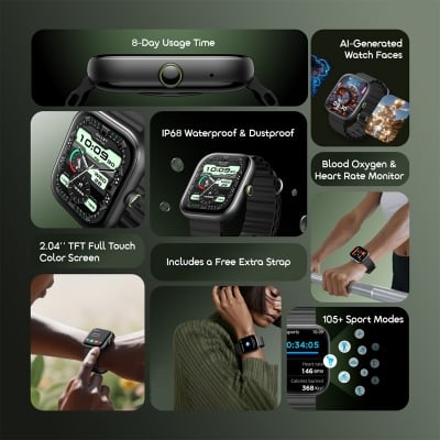 Picture of Oraimo Watch 6 Smart Watch OSW-807 with 2.04 Inch Display and Zinc Alloy Body Frame