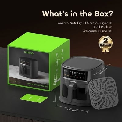 Picture of Oraimo NutriFry S1 Ultra 1500W 6L Air fryer ( OAF-521A )- GRAPHITBLACK | Order for Free Delivery