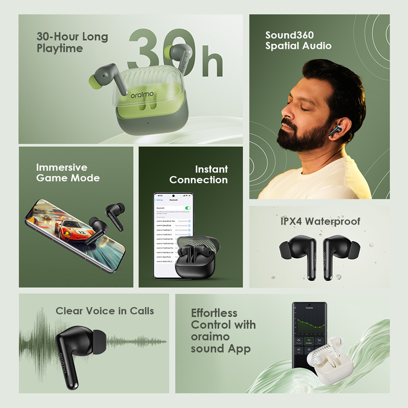 Picture of Oraimo Spacebuds Neo Light Gold TWS Bluetooth Earbuds #OTW-323