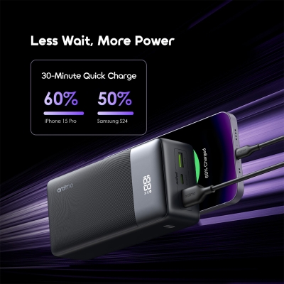 Picture of Oraimo PowerNova QF1 27000mAh 22.5W Black Power Bank with Digital Display