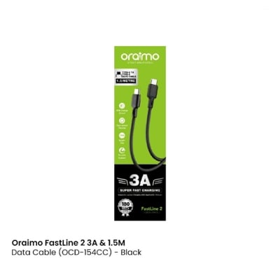 Picture of Oraimo USB C To USB C 3A Data Cable Black - (OCD-114CC)