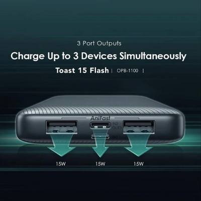 Picture of Oraimo TOAst 15 10000mAh 15W Black Power Bank # OPB-1100