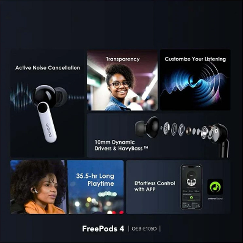 Picture of Oraimo FreePods 4 ANC Black TWS Bluetooth Earbuds #OEB-E105D
