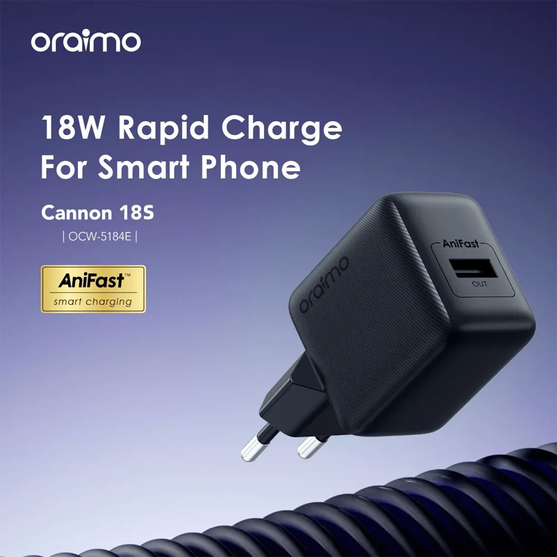 Picture of oraimo 18W Rapid Charge with Micro USB Cable Cannon 18S (OCW-5184E+M53) - Black