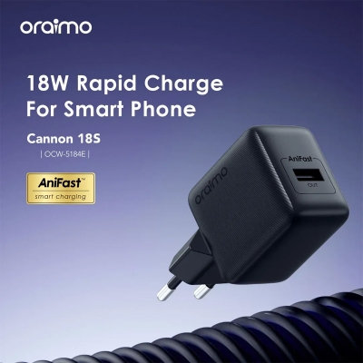 Picture of oraimo 18W Rapid Charge with Micro USB Cable Cannon 18S (OCW-5184E+M53) - Black