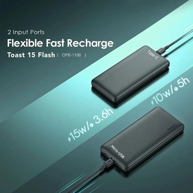 Picture of Oraimo TOAst 15 10000mAh 15W Black Power Bank # OPB-1100