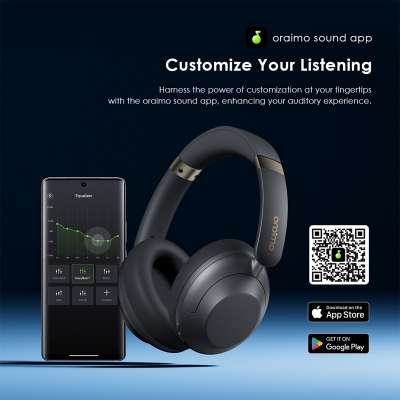 Picture of Oraimo BoomPop Pro Bluetooth Graphite Gray Over-Ear Headphone #OHP-917