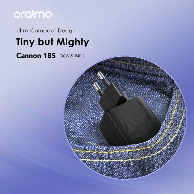 Picture of oraimo 18W Rapid Charge with Micro USB Cable Cannon 18S (OCW-5184E+M53) - Black