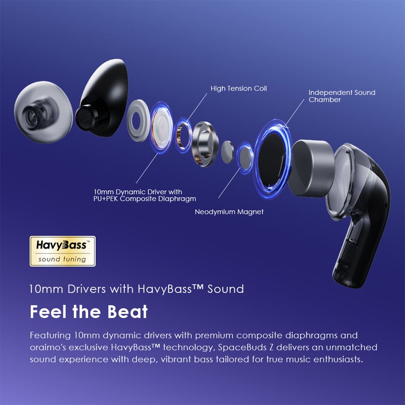 Picture of Oraimo SpaceBuds Z ANC Light Gold TWS Bluetooth Earbuds #OTW-625