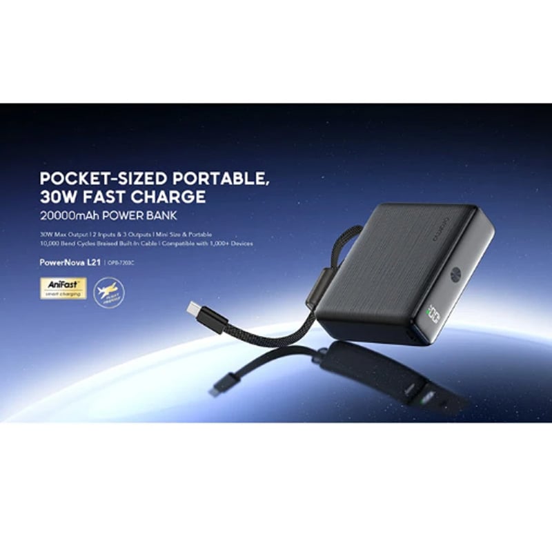 Picture of Oraimo PowerNova L21 20000mAh 30W Black Power Bank with Digital Display
