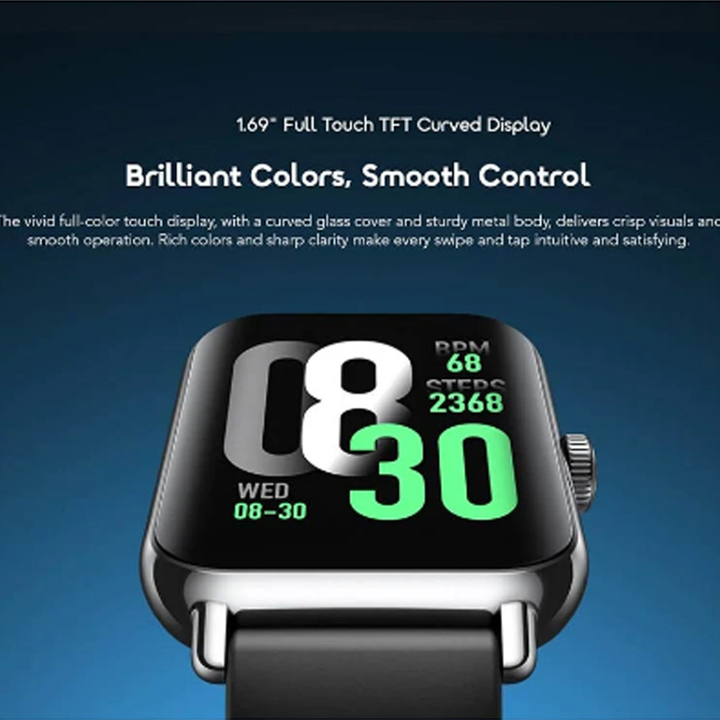 Picture of Oraimo Watch 6 Pro Chrome Black Bluetooth Calling Smart Watch #OSW-807S