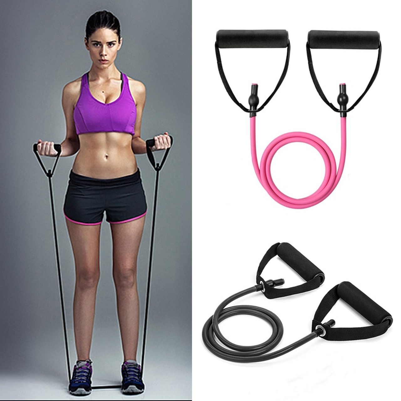 Picture of 120cm Yoga Pull Rope Elastic Resistance Bands Fitness Workout Exercise Tubes Practical Training Rubber Tensile Expander Multicolor