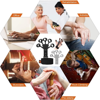 Picture of 1 Piece Finger Gripper Guitar Finger Exerciser Hand Strengthener Hand Trainer Rehabilitation Training Equipment Black + Grey - Hand Grip Multicolor