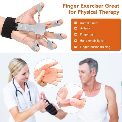 Picture of 1 Piece Finger Gripper Guitar Finger Exerciser Hand Strengthener Hand Trainer Rehabilitation Training Equipment Black + Grey - Hand Grip Multicolor