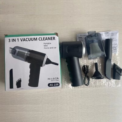 Picture of High Quality 3 in 1 Mini Car Vacuum Cleaner & Air Blower Cordless Handheld Auto Vacuum Cleaner for Car Interior, Home, Computer, USB Rechargeable Handheld Vacuum Cleaner Home Cleaning Tools (healthproo) Multicolor