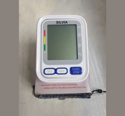Picture of SILVIA Automatic Digital LCD Blood Pressure Monitor Upper Arm Electronic Check Heart Beat Pulse Sphygmomanometer Machine Multicolor