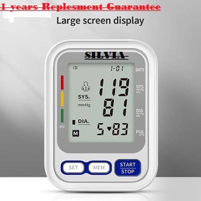 Picture of SILVIA Automatic Digital LCD Blood Pressure Monitor Upper Arm Electronic Check Heart Beat Pulse Sphygmomanometer Machine Multicolor