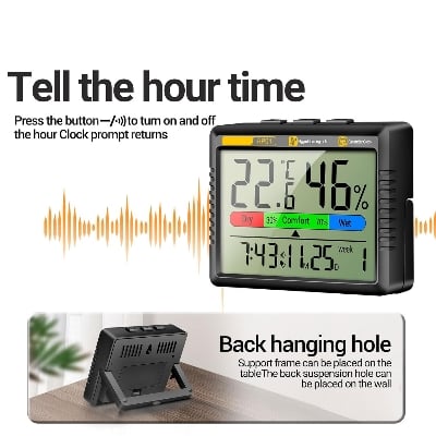 Picture of High Accuracy Thermometers Digital Hygrometer Tester With Intelligent Clock Function Suitable For Bedroom And Office Use-Healthproo Multicolor