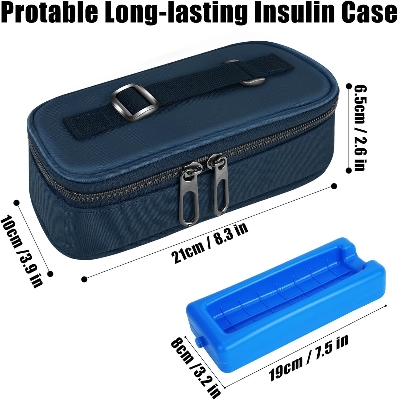 Picture of Insulin Cooler Case, 24-Hour Refrigerated Medicine Cooler for Travel with Thermometer Temperature Display - TSA Approved - Medicine Organizer Bag Includes 2 Ice Packs for Daily Life Trip 