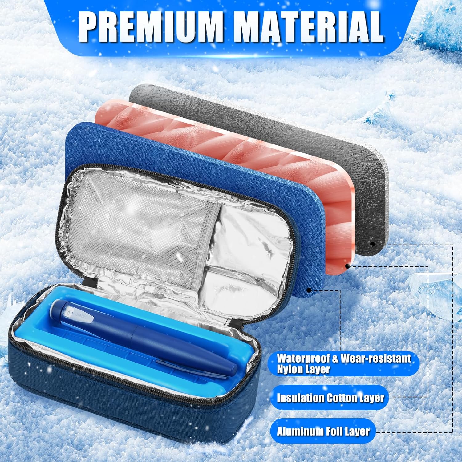 Picture of Insulin Cooler Case, 24-Hour Refrigerated Medicine Cooler for Travel with Thermometer Temperature Display - TSA Approved - Medicine Organizer Bag Includes 2 Ice Packs for Daily Life Trip 