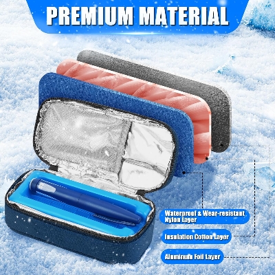 Picture of Insulin Cooler Case, 24-Hour Refrigerated Medicine Cooler for Travel with Thermometer Temperature Display - TSA Approved - Medicine Organizer Bag Includes 2 Ice Packs for Daily Life Trip 