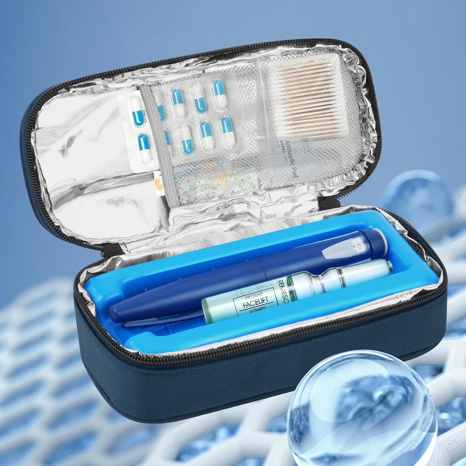 Picture of Insulin Cooler Case, 24-Hour Refrigerated Medicine Cooler for Travel with Thermometer Temperature Display - TSA Approved - Medicine Organizer Bag Includes 2 Ice Packs for Daily Life Trip 