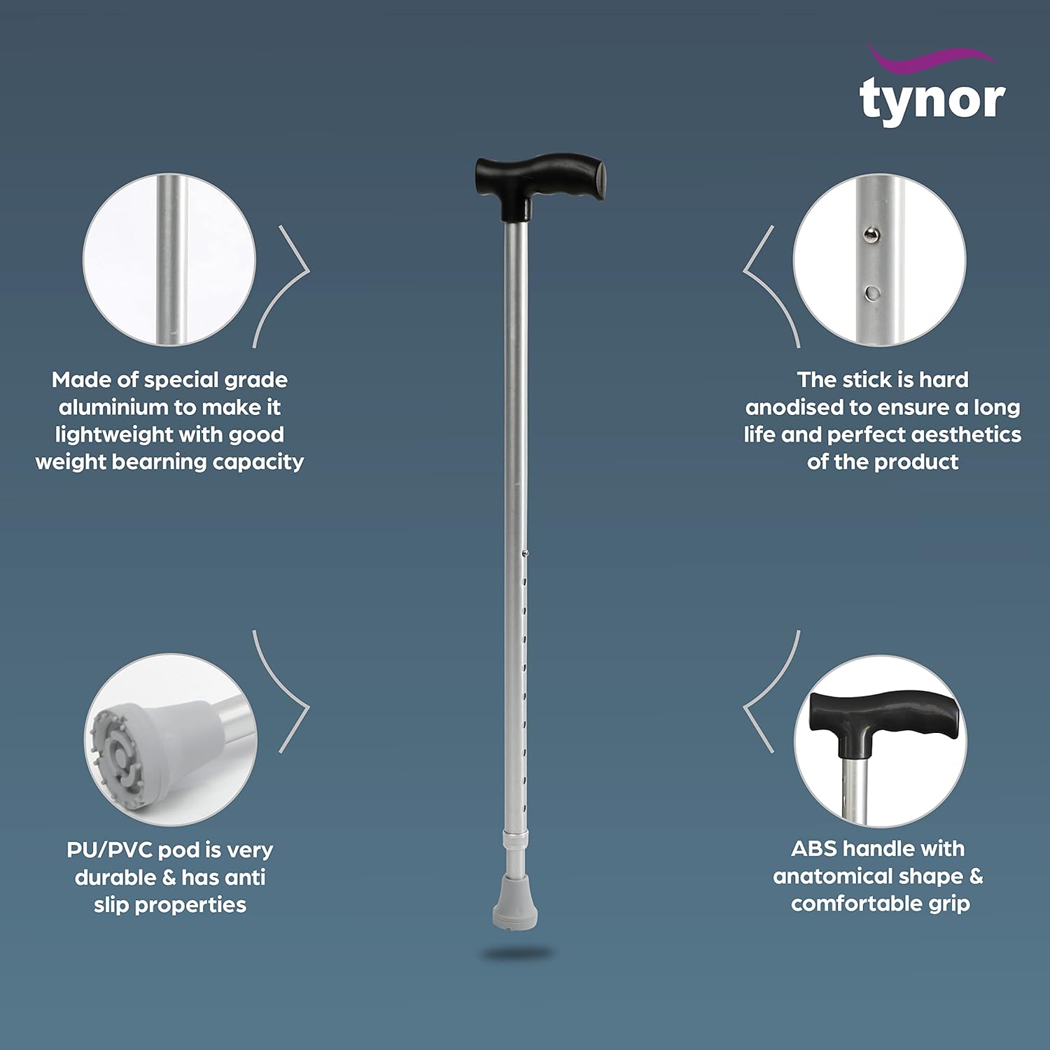 Picture of Adjustable and Foldable Hand Walking Sticks for old man -Tynor Walking Stick Multicolor