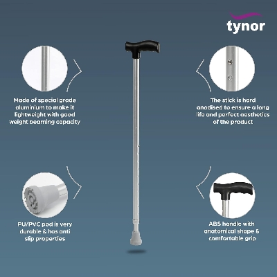 Picture of Adjustable and Foldable Hand Walking Sticks for old man -Tynor Walking Stick Multicolor
