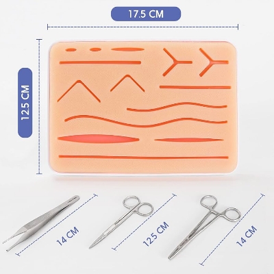 Picture of Health Proo Suture Practice Kit for Medical and Vet Students, Startup Suture Kit Including Silicone Pad with Durable Mesh, Suturing Tools, for Suture Curriculum Practice (Hearlthproo Education Use Only)-Health Proo 