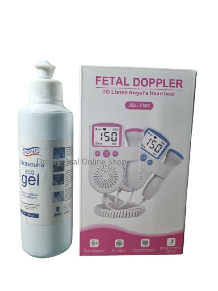Picture of Fetal Doppler Heart Rate Monitor Baby Fetal Sound Heart Detector with LCD Display (Free Gel)-Health Proo Multicolor