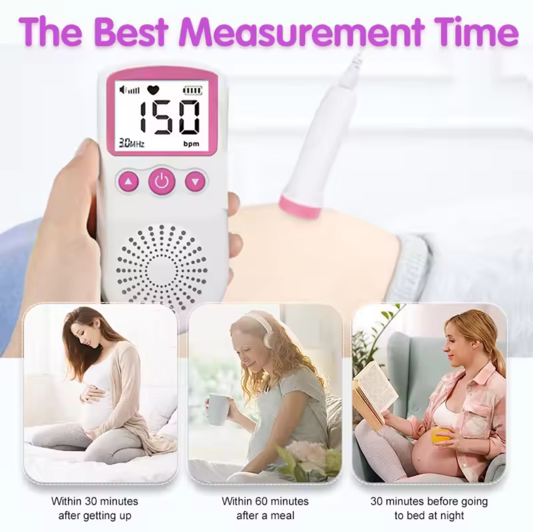 Picture of Fetal doppler Rate Monitor Baby Fetal Sound Heart Detector LCD Display with gel-Healthproo Multicolor