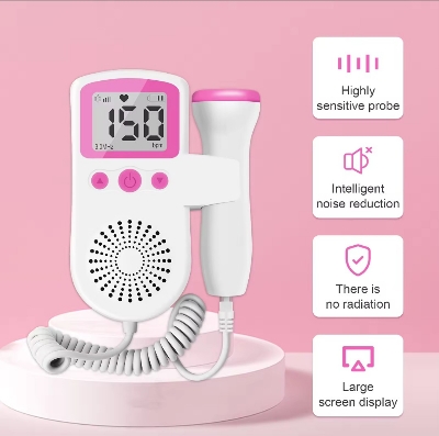 Picture of Fetal doppler Rate Monitor Baby Fetal Sound Heart Detector LCD Display with gel-Healthproo Multicolor