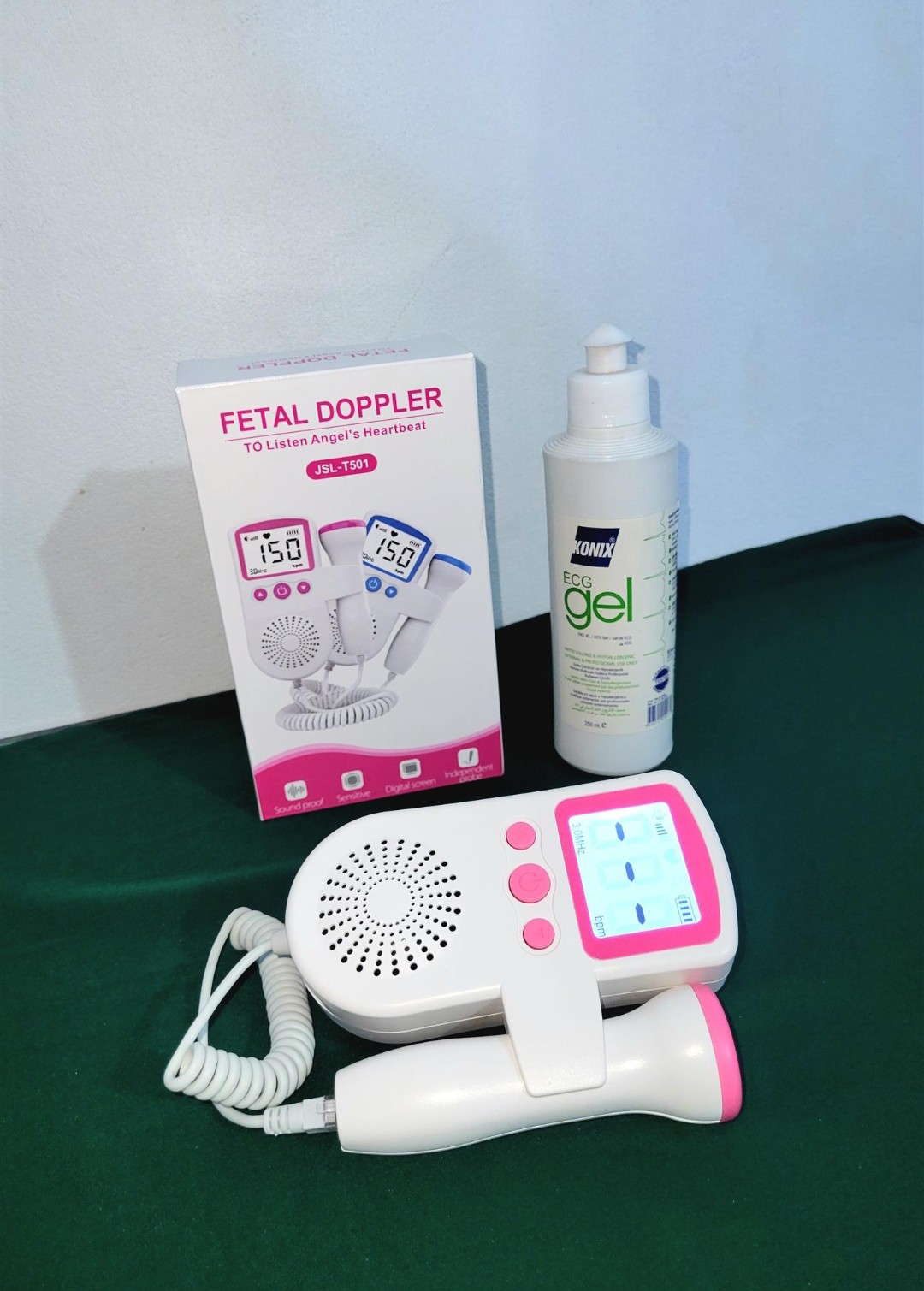 Picture of Fetal doppler Rate Monitor Baby Fetal Sound Heart Detector LCD Display with gel-Healthproo Multicolor