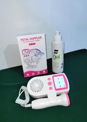 Picture of Fetal doppler Rate Monitor Baby Fetal Sound Heart Detector LCD Display with gel-Healthproo Multicolor