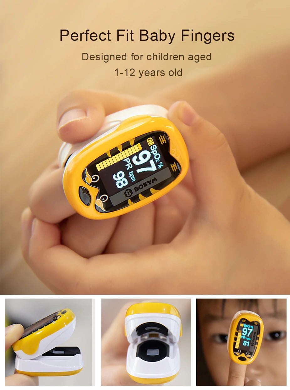 Picture of Baby Finger Pulse Oximeter Pediatric Oximeter SpO2 PR OLED Rechargeable Children kids Pulsioximeter-healthproo Multicolor