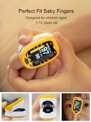 Picture of Baby Finger Pulse Oximeter Pediatric Oximeter SpO2 PR OLED Rechargeable Children kids Pulsioximeter-healthproo Multicolor