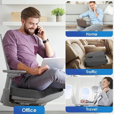 Picture of Seat Cushions for Office Chairs,Memory Foam Coccyx Cushion Pads for Tailbone Pain,Sciatica Relief Pillow,Correct Sitting Posture 