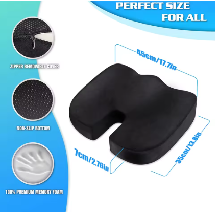 Picture of Seat Cushions for Office Chairs,Memory Foam Coccyx Cushion Pads for Tailbone Pain,Sciatica Relief Pillow,Correct Sitting Posture 