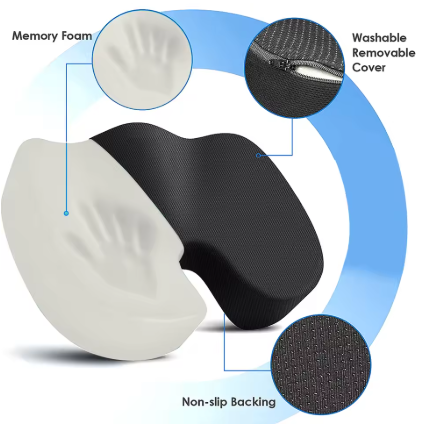 Picture of Seat Cushions for Office Chairs,Memory Foam Coccyx Cushion Pads for Tailbone Pain,Sciatica Relief Pillow,Correct Sitting Posture 